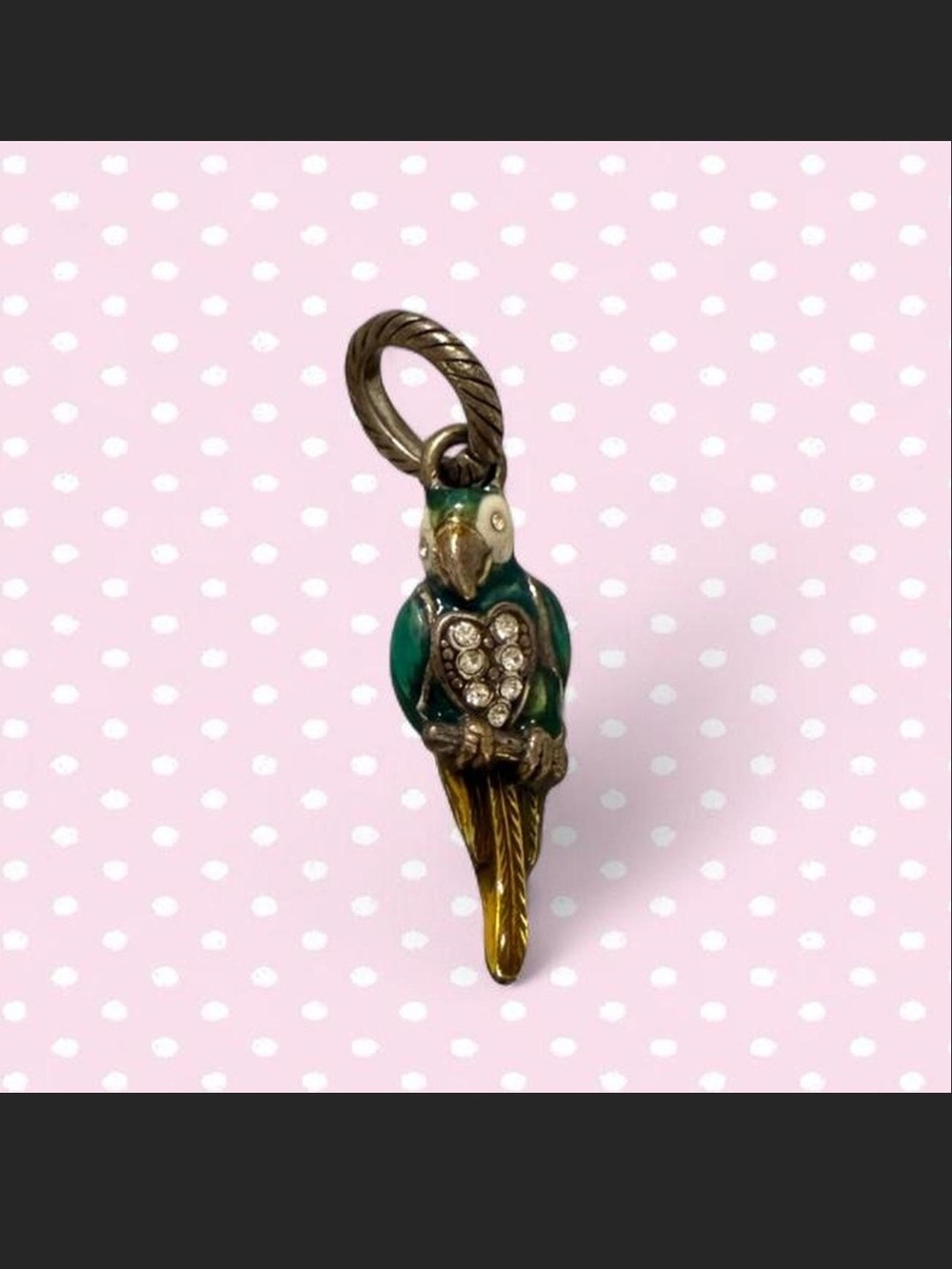 Brighton Parrot Charm Pendant with Rhinestone Heart